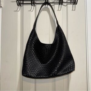 woven faux leather tote
